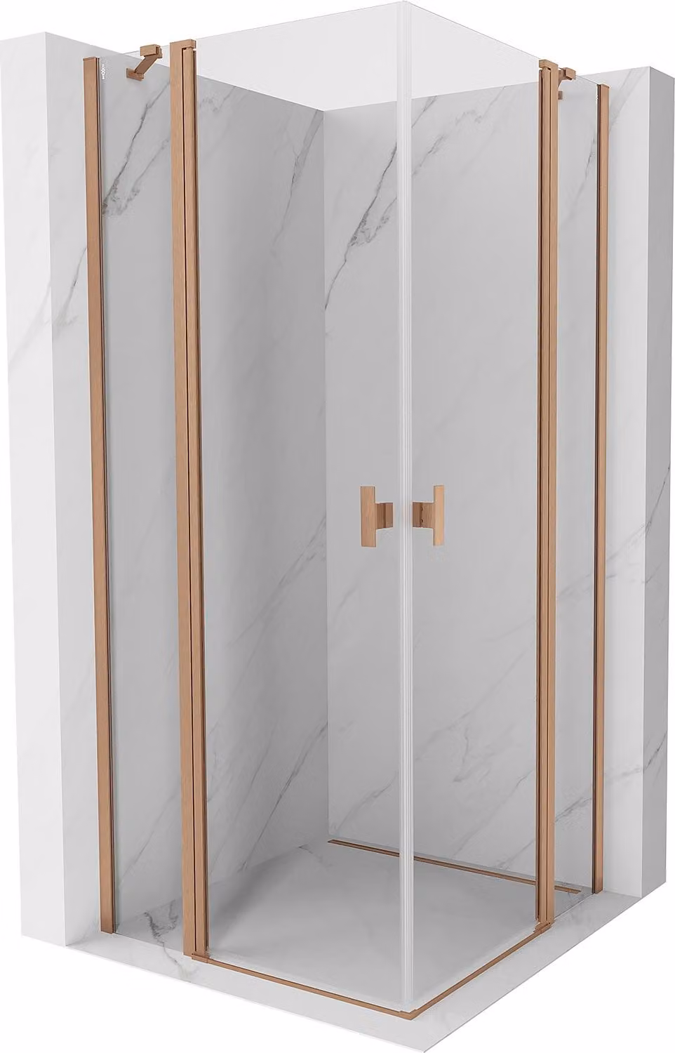 Mexen Mist Duo cabina doccia a battente 105 x 105 cm, trasparente, rame spazzolato - 8A4-105-105-65-00