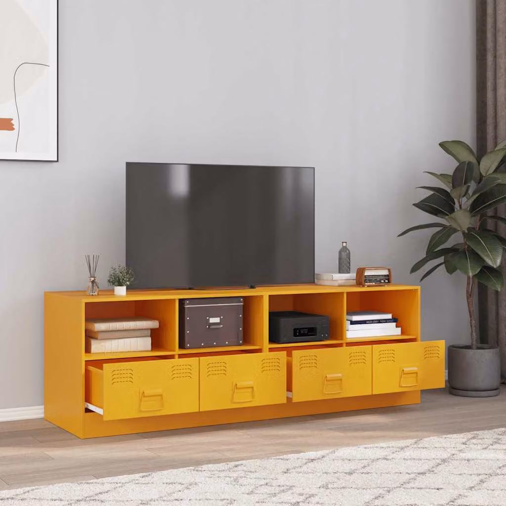 Set di 2 mobili TV vidaXL in metallo giallo, stile moderno per il tuo soggiorno, L 67 cm x P 39 cm x H 44 cm