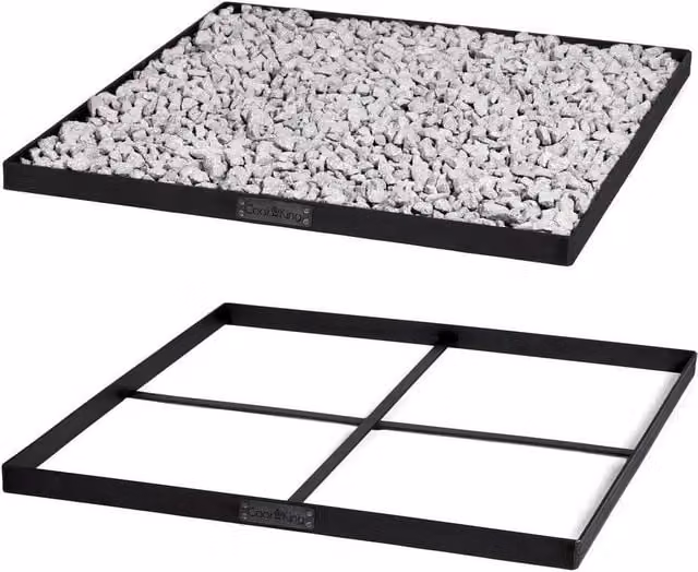 Base Braciere Quadrato per Barbecue Cook King in Acciaio Nero L/P: 100 x 100 cm