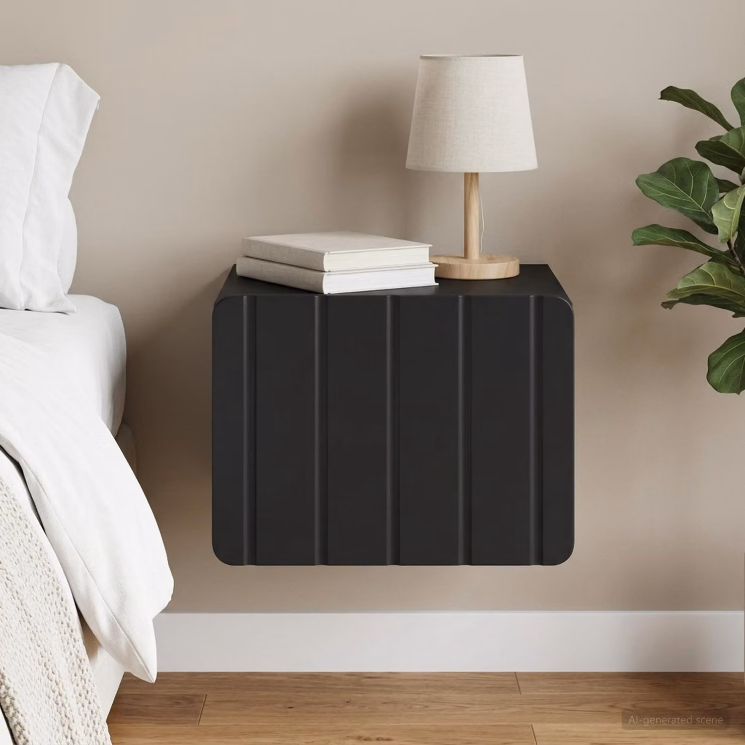 vidaXL Mobiletto da notte sospeso con cassetto Nero L: 33 cm, P: 34,5 cm, H: 24 cm