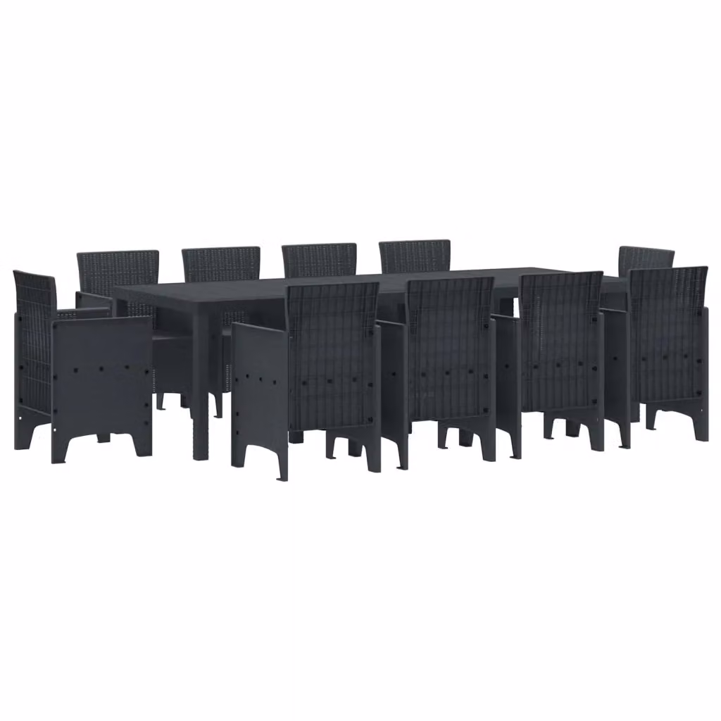 vidaXL Set da Pranzo per Giardino e Terrazzo in Polyrattan 11 pz Antracite – 2
