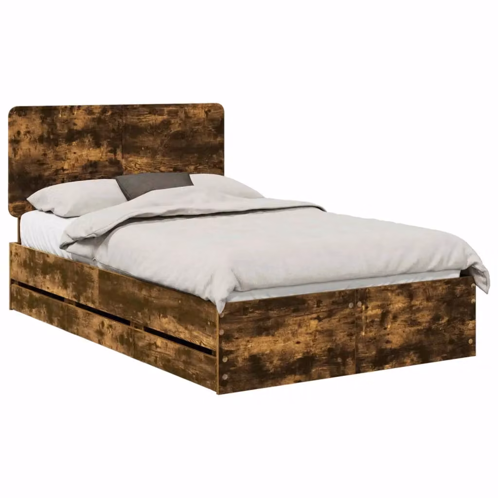 Struttura letto con cassetto vidaXL in legno Rovere fumé L 120 x P 200 cm – 2
