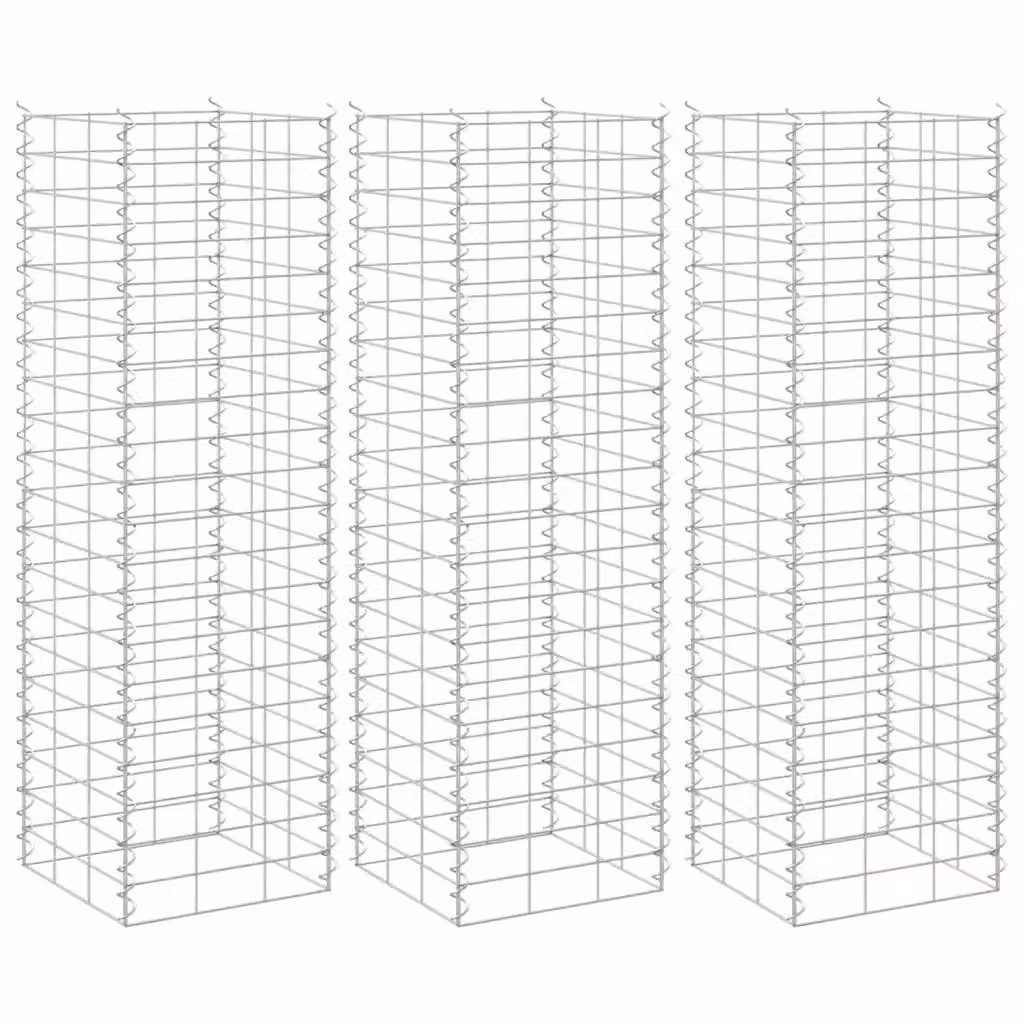 vidaXL Fioriere Rialzate a Gabbione 3 pz 30x30x100 cm in Ferro