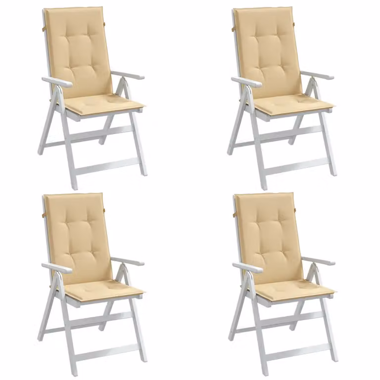 Set di 4 cuscini per sedia con schienale alto vidaXL in tessuto beige mélange, L 120 cm x P 50 cm x H 4 cm
