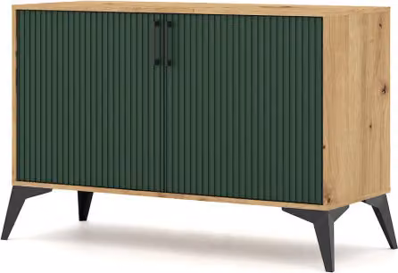 Cassettiera Lugo LU2 Rovere Artigianale/Verde 112cm