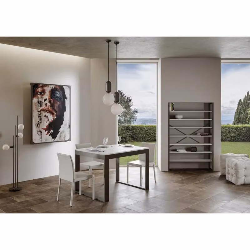 Tavolo allungabile Itamoby moderno con telaio in metallo antracite e piano in MDF bianco frassino L/P: 90 x 120/380 cm – 2
