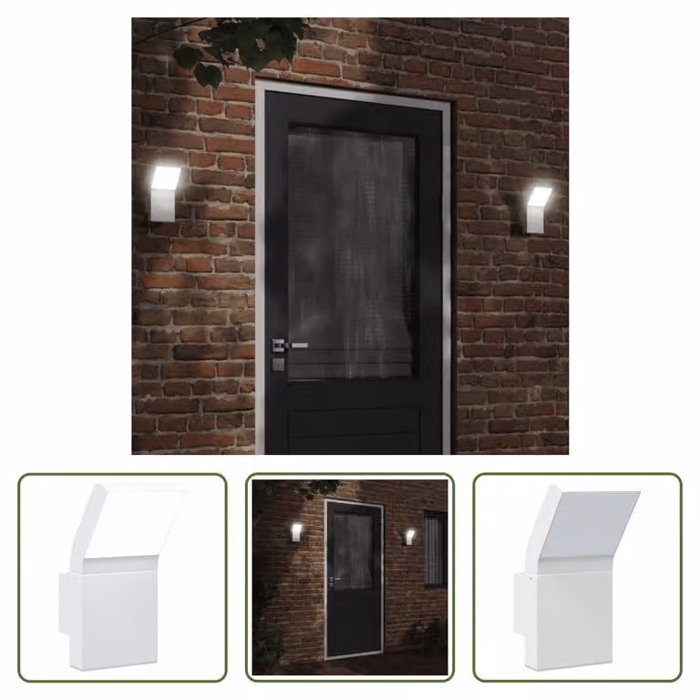 The Living Store Applique da esterno a LED in alluminio pressofuso bianco