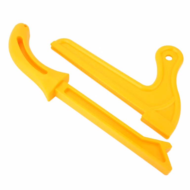 2 pezzi di bastoni di spinta in plastica gialla 2 in 1 per seghe da legno, pratico blocco di sicurezza per la lavorazione del legno.