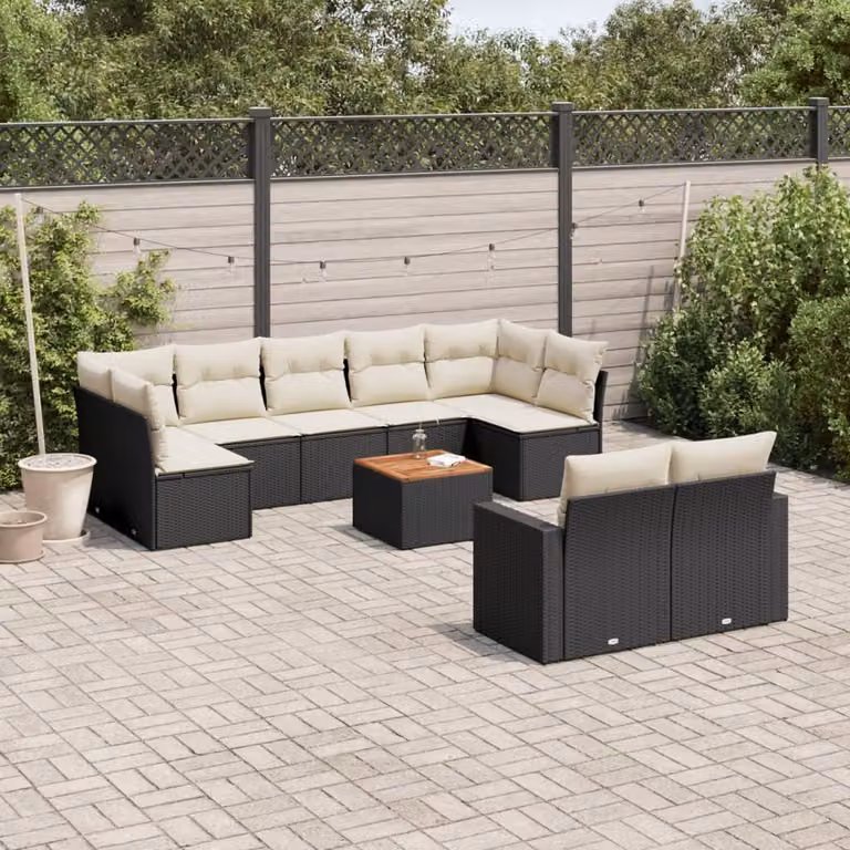 Maison Exclusive - Set da giardino 10 pezzi con cuscini in polyrattan nero