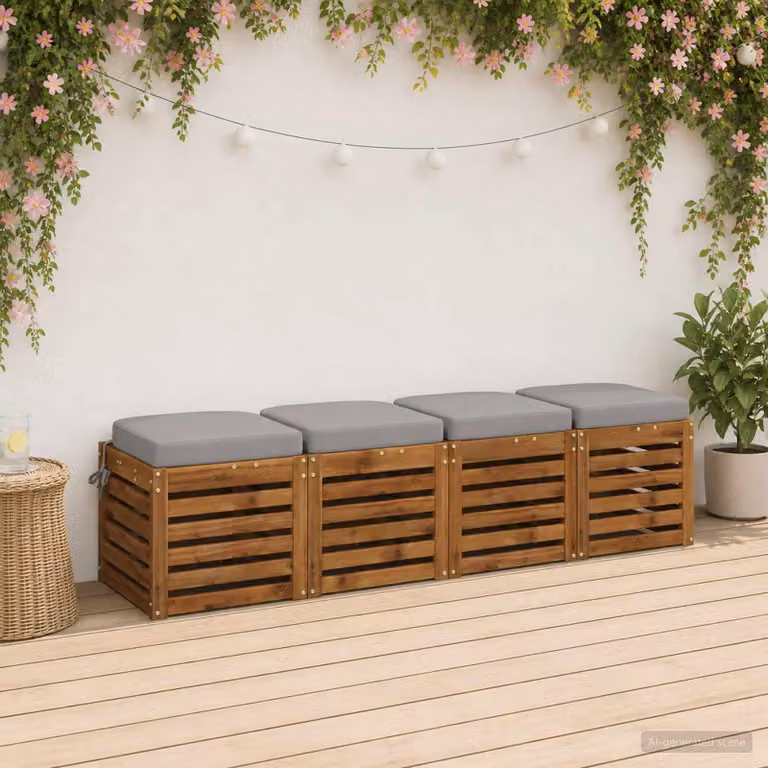 Set di 4 cuscini per sedia vidaXL in poliestere grigio con rivestimento rimovibile e lavabile