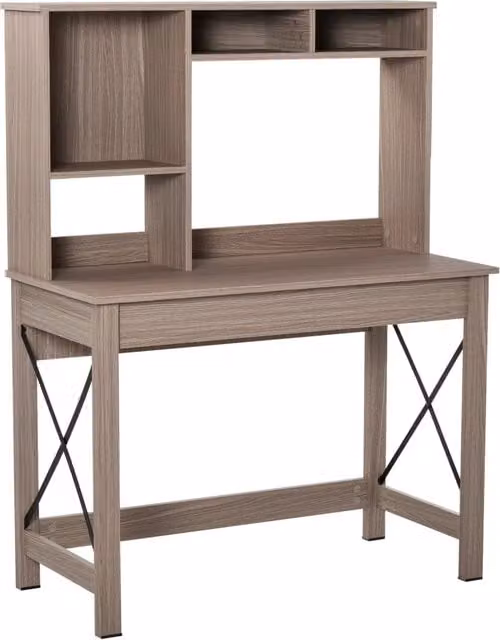 Scrivania con libreria integrata Xylo in legno e metallo marrone chiaro L: 105 cm, P: 50 cm, H: 137,5 cm