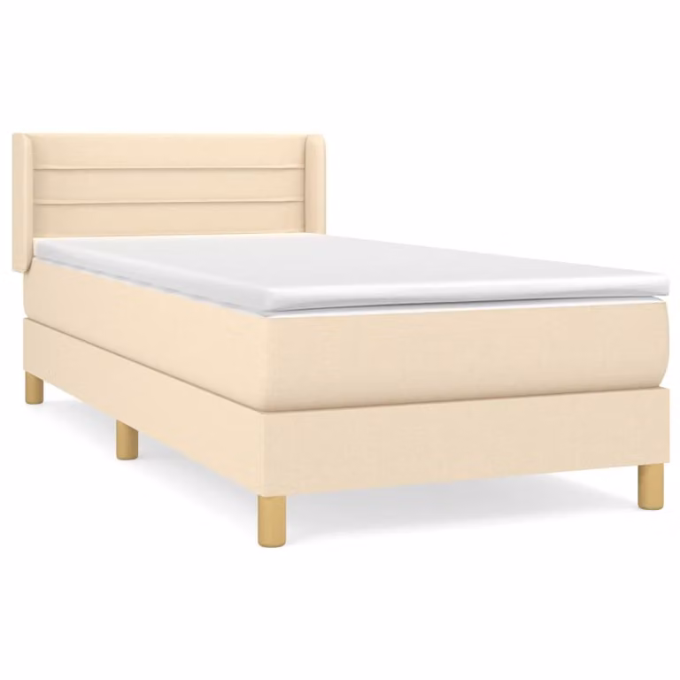 Giroletto a Molle con Materasso Crema 90x190 cm in Tessuto
