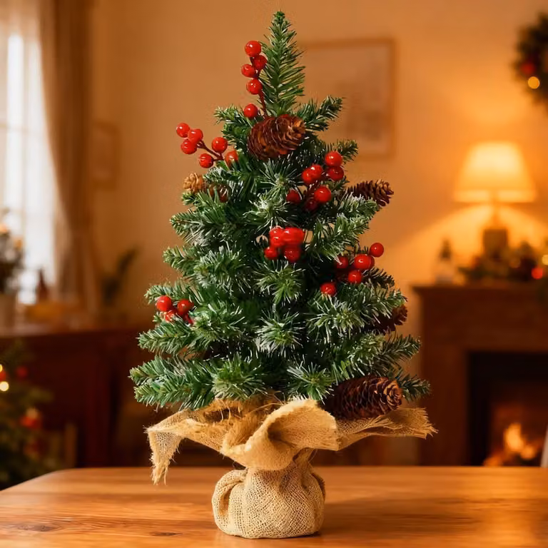Albero di Natale artificiale, mini, 45 cm, già decorato