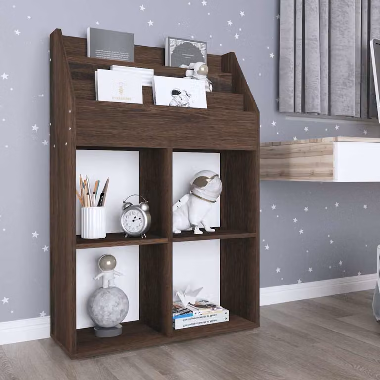 vidaXL Portariviste per Bambini in Legno Rovere Fumo L: 71 cm, P: 30 cm, H: 114 cm