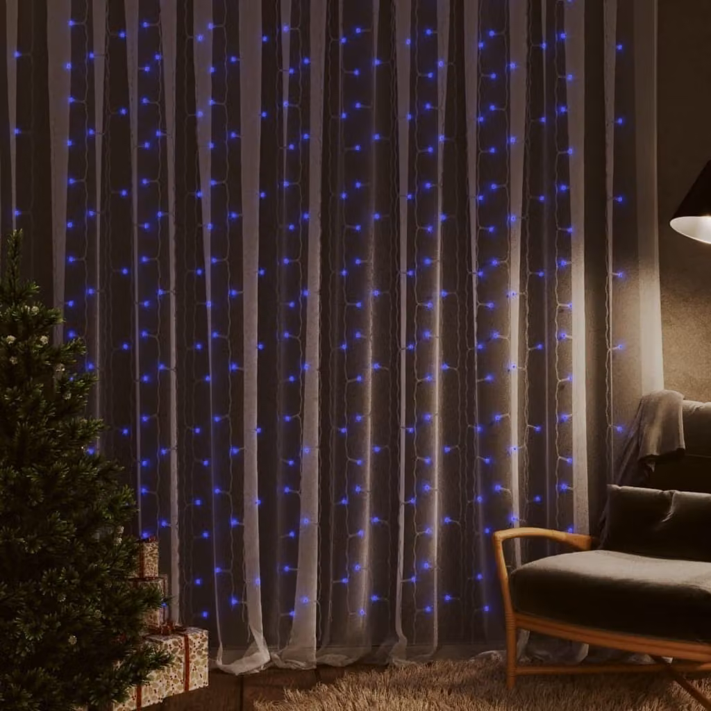 The Living Store Tenda luminosa a LED 3x3 m 300 LED blu 8 funzioni