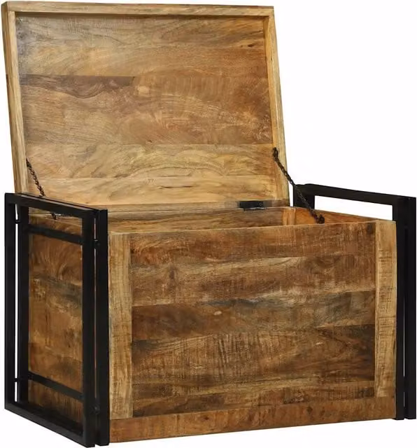 Scatola di Stoccaggio 80 x 50 x 50 cm Legno di Mango Grezzo CFW5057036
