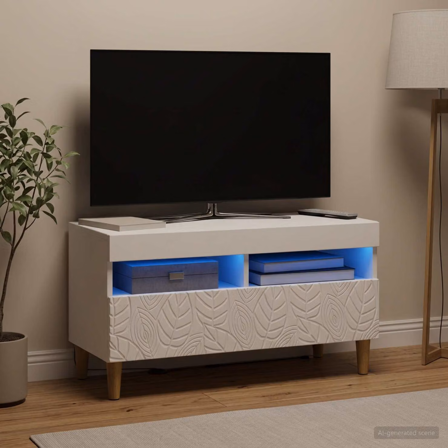 Mobile TV LED vidaXL Bianco, Design Moderno con Illuminazione Integrata in MDF