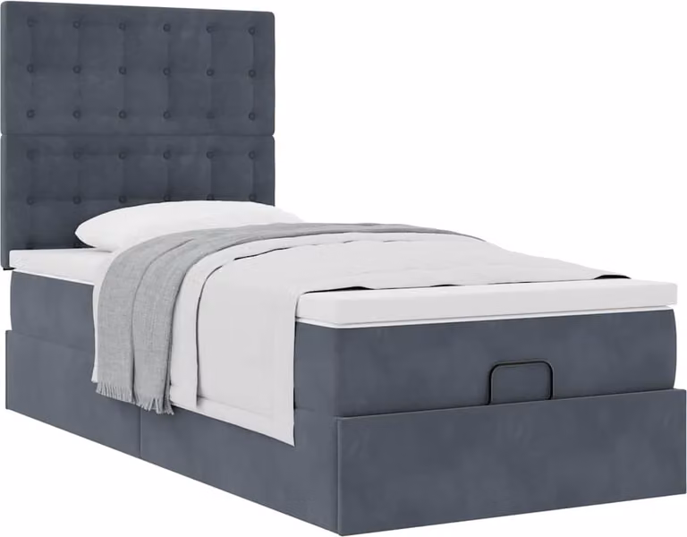Struttura Letto Pouf con Materassi 90x200 cm in Velluto