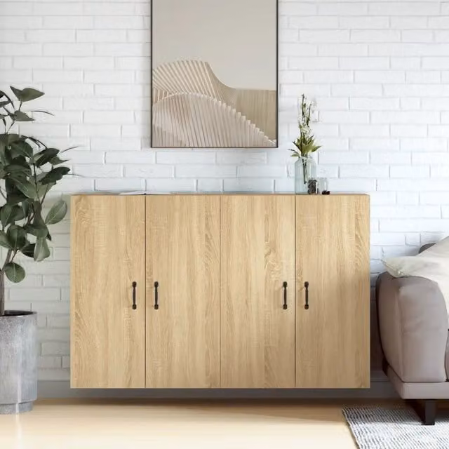 Armadietti a Parete 2 pz Rovere Sonoma in Legno Multistrato 3197883