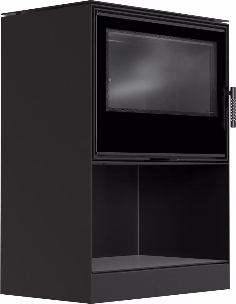 Stufa in acciaio KRATKI KARI 80 Ø 180 12 kW spazio per legno rivestimento nero