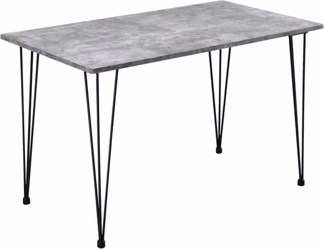 Tavolo da Pranzo Rettangolare Cantenbury en.casa con Gambe a Forcina in Stile Industrial, Effetto Cemento Grigio e Nero, L: 120 cm, P: 70 cm, H: 75 cm