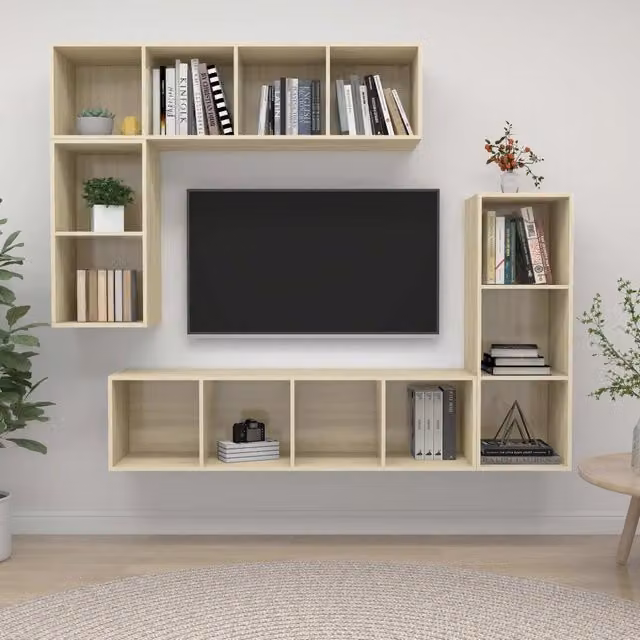 Set di Mobili Porta TV 4 pz Rovere Sonoma in Legno Multistrato 3079820