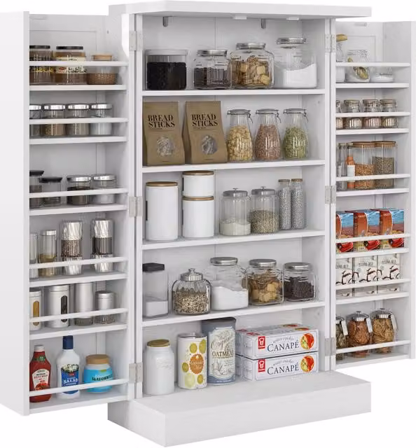 Mobile dispensa cucina Xylo con 2 ante e 16 ripiani Bianco L: 60 cm, P: 30 cm, H: 104 cm – 1