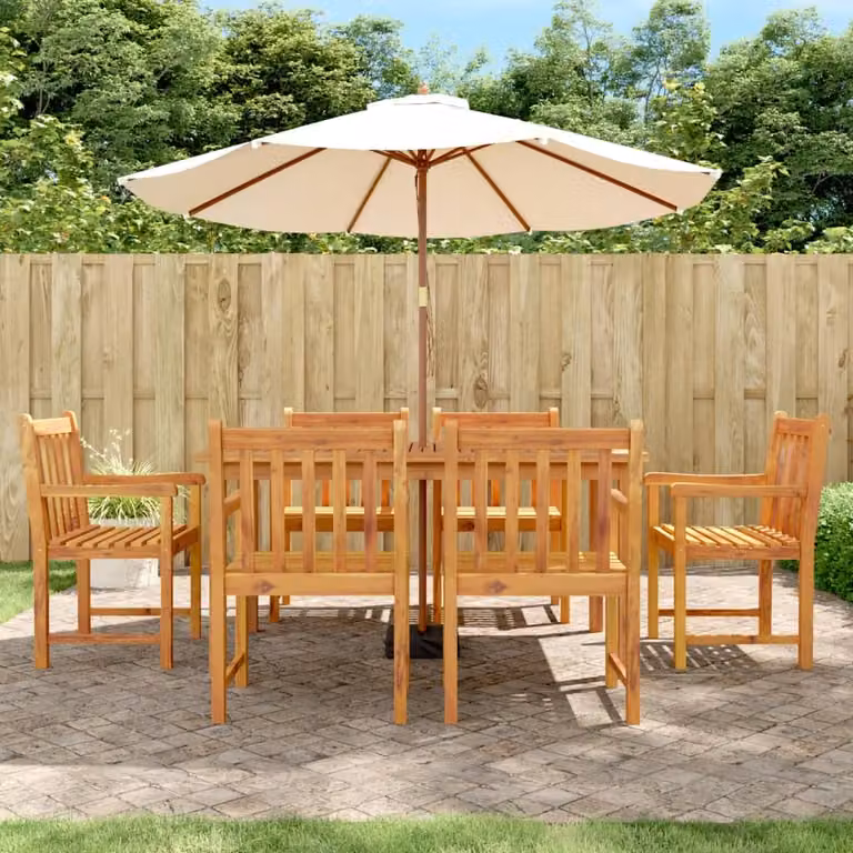 Set da pranzo da giardino vidaXL in legno di acacia marrone, 7 pezzi
