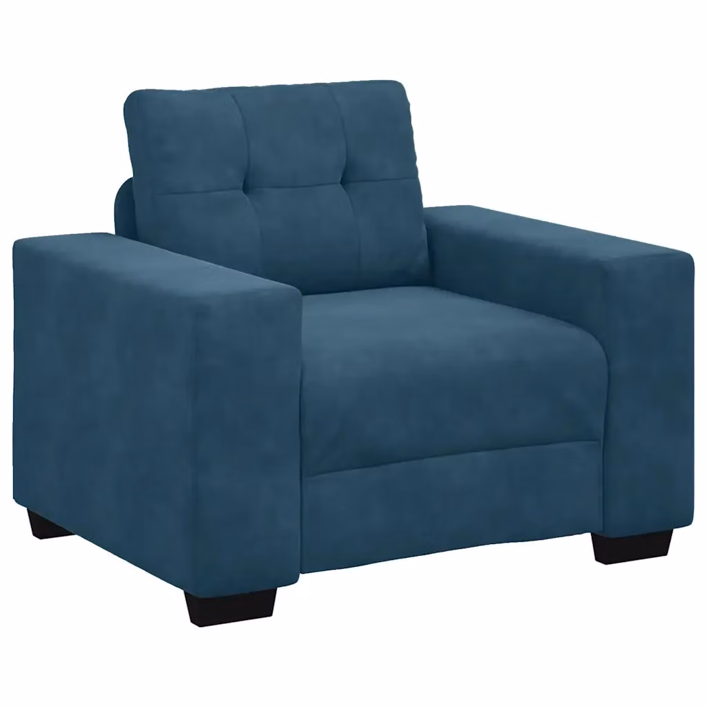 Poltrona Lounge Moderna in Velluto Blu vidaXL con Braccioli L/P/H: 100 x 78 x 80 cm – 2