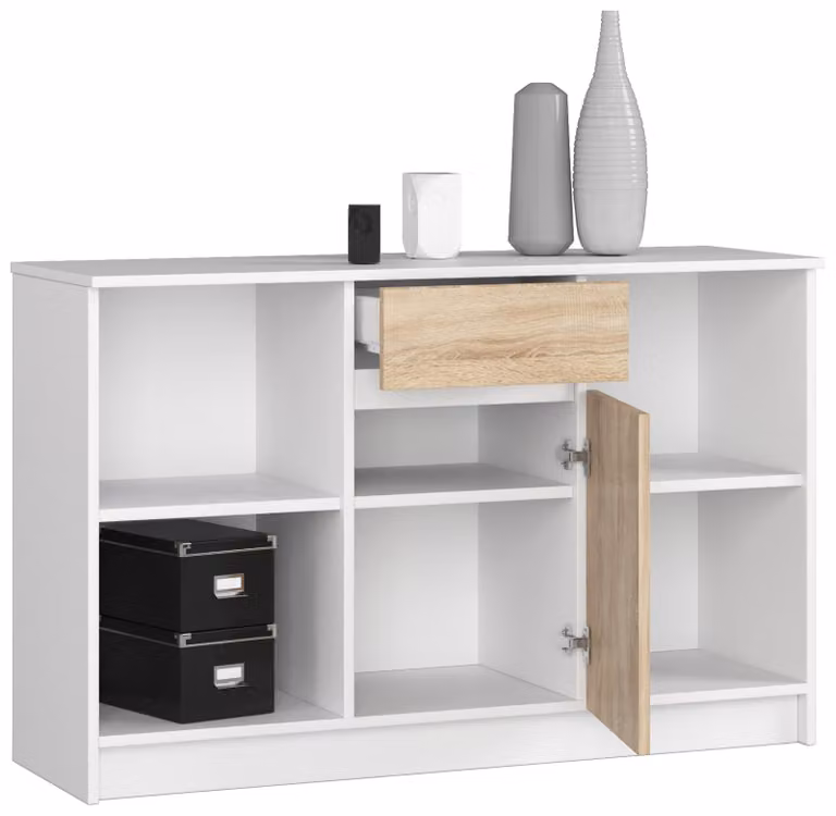 Akord Credenza 1 Cassetto 1 Anta Bianco E Rovere Sonoma 120X40X77 Cm