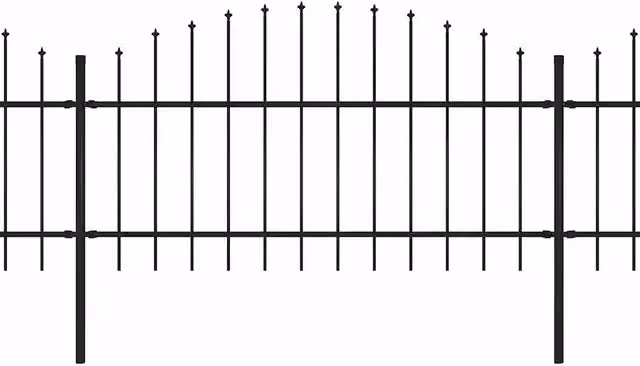 Recinzione da Giardino | Recinzione da cortile con Punta a Lancia in Acciaio 537x125 cm Nero