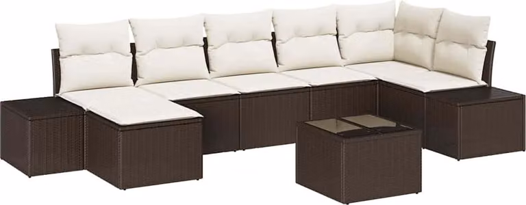 Set Divano da Giardino con cuscino 7 pcs Marrone polyrattan
