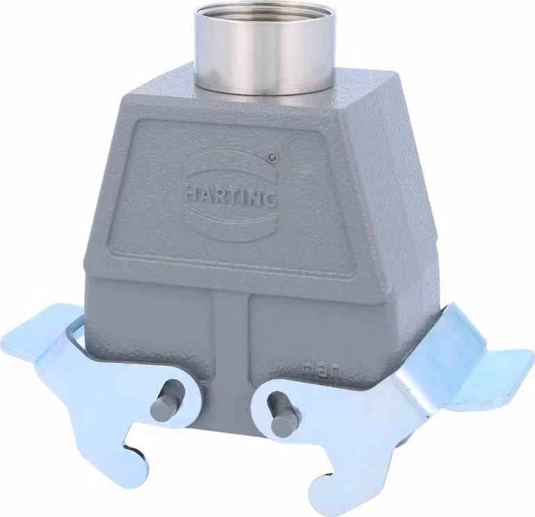 HARTING Han 10B Custodia con manicotto alta, 1xPG21 uscita cavo diritta, con 2 staffe trasversali Vite PG21 Area di serraggio 11,0 mm
