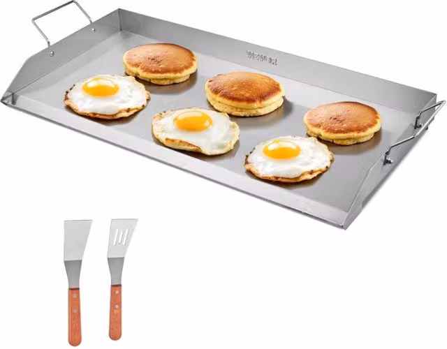 Piastra di Cottura Rettangolare Wenko in Acciaio Inox Argento per Fornello a Gas, L: 80,9 cm, P: 37,0 cm