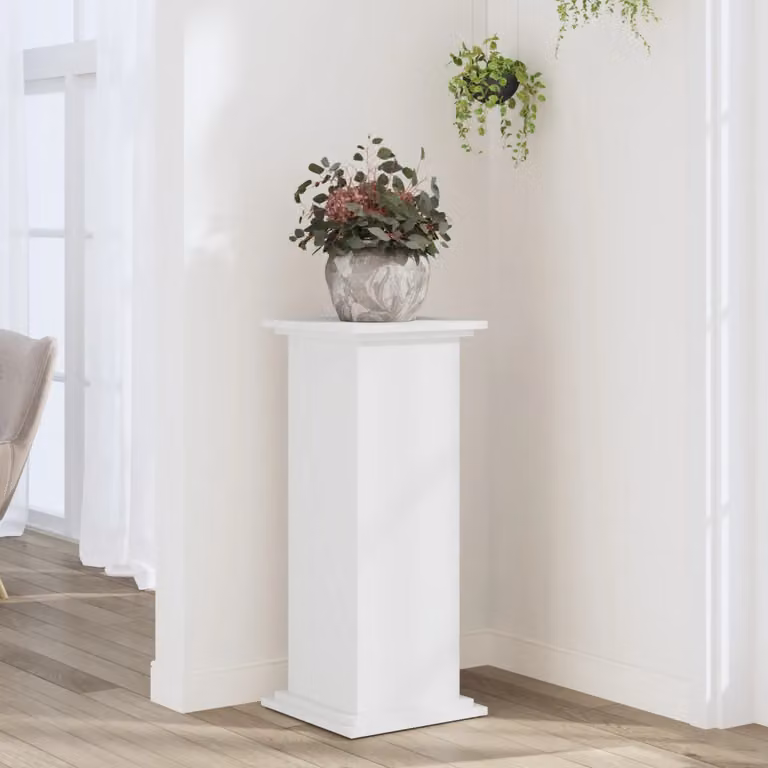 vidaXL Supporto per piante moderno in legno ingegnerizzato Bianco L/P/H: 33 x 33 x 80 cm