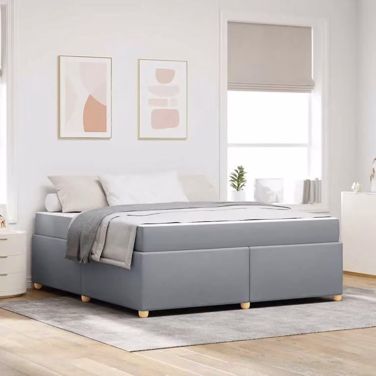 Struttura letto moderna vidaXL in tessuto e legno, L: 180 cm, P: 200 cm, H: 103 cm, Grigio e Nero