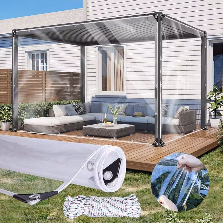 Telo trasparente, 1,5 x 2 metri, impermeabile, resistente e di alta qualità, 420 g/m²