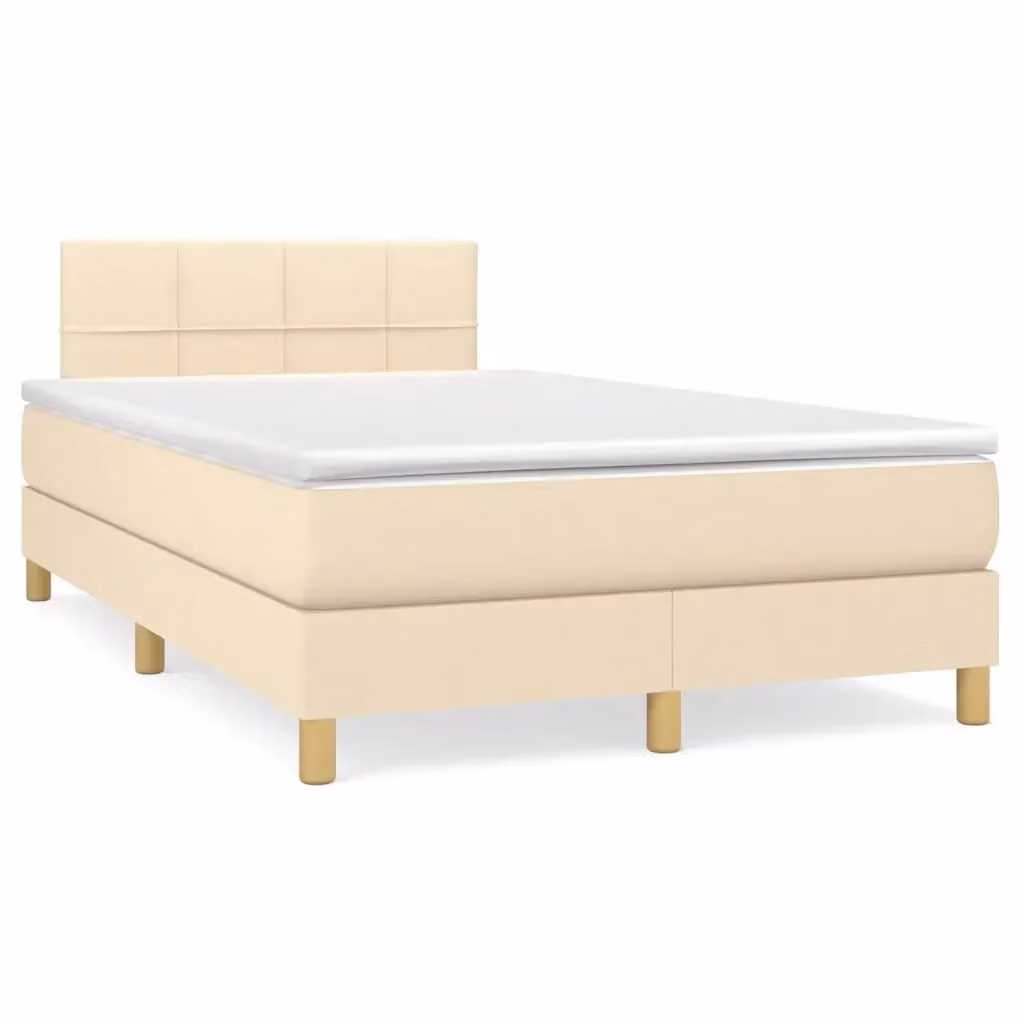 Letto Ibrido con Materasso a Molle vidaXL in Tessuto Beige e Bianco L/P/H: 120 x 200 cm – 2