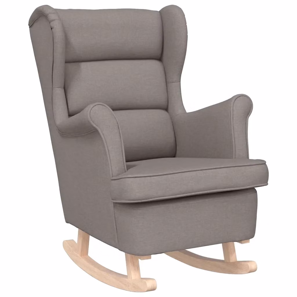 Sedia a dondolo vidaXL in tessuto beige e grigio con braccioli, L: 74 cm, P: 90 cm, H: 102 cm – 2
