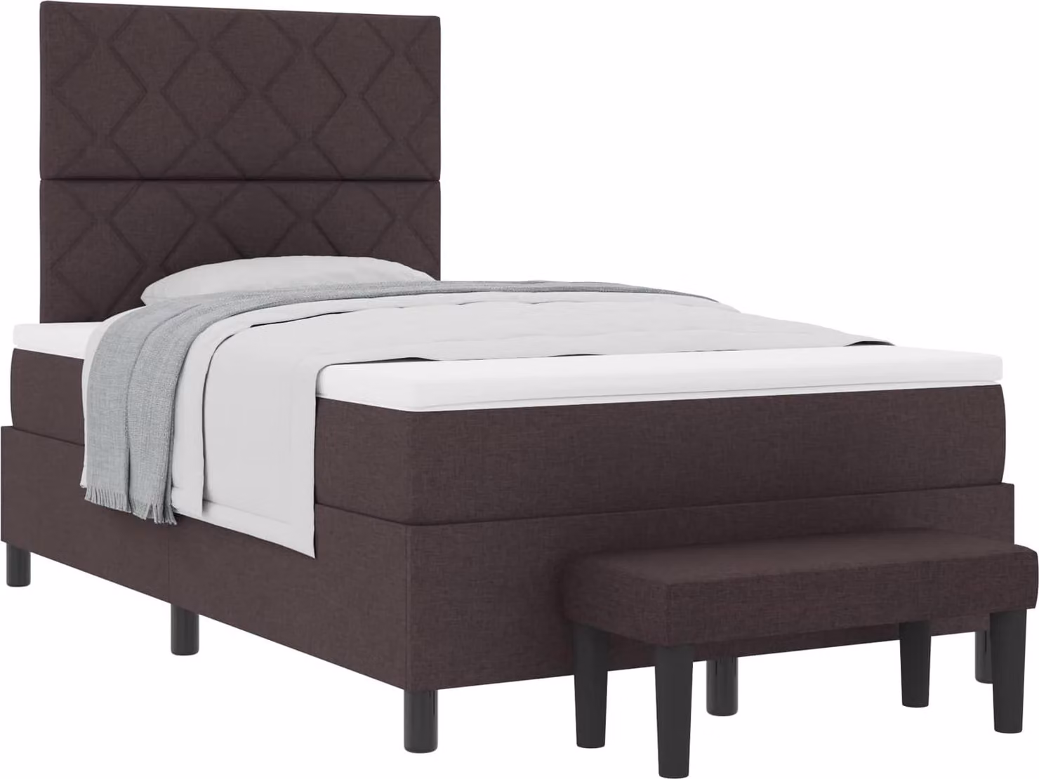 Letto a molle con testiera Marrone Scuro 120 x 200 cm Tessuto