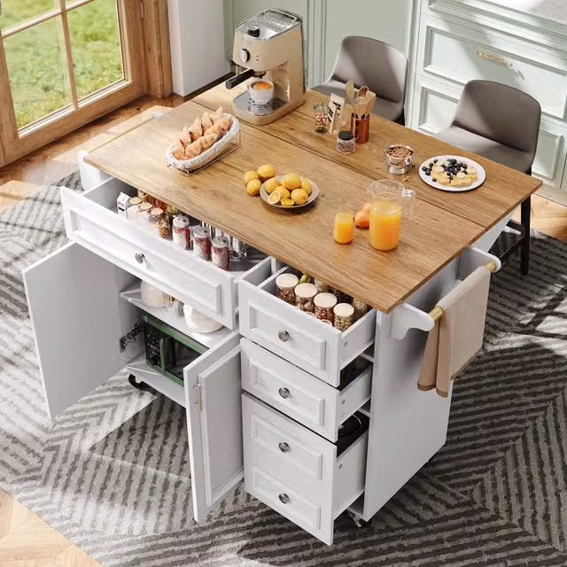 Isola Cucina Multifunzionale ¨C MINIMAL ¨C Bianco, Legno, 110x45x92 cm
