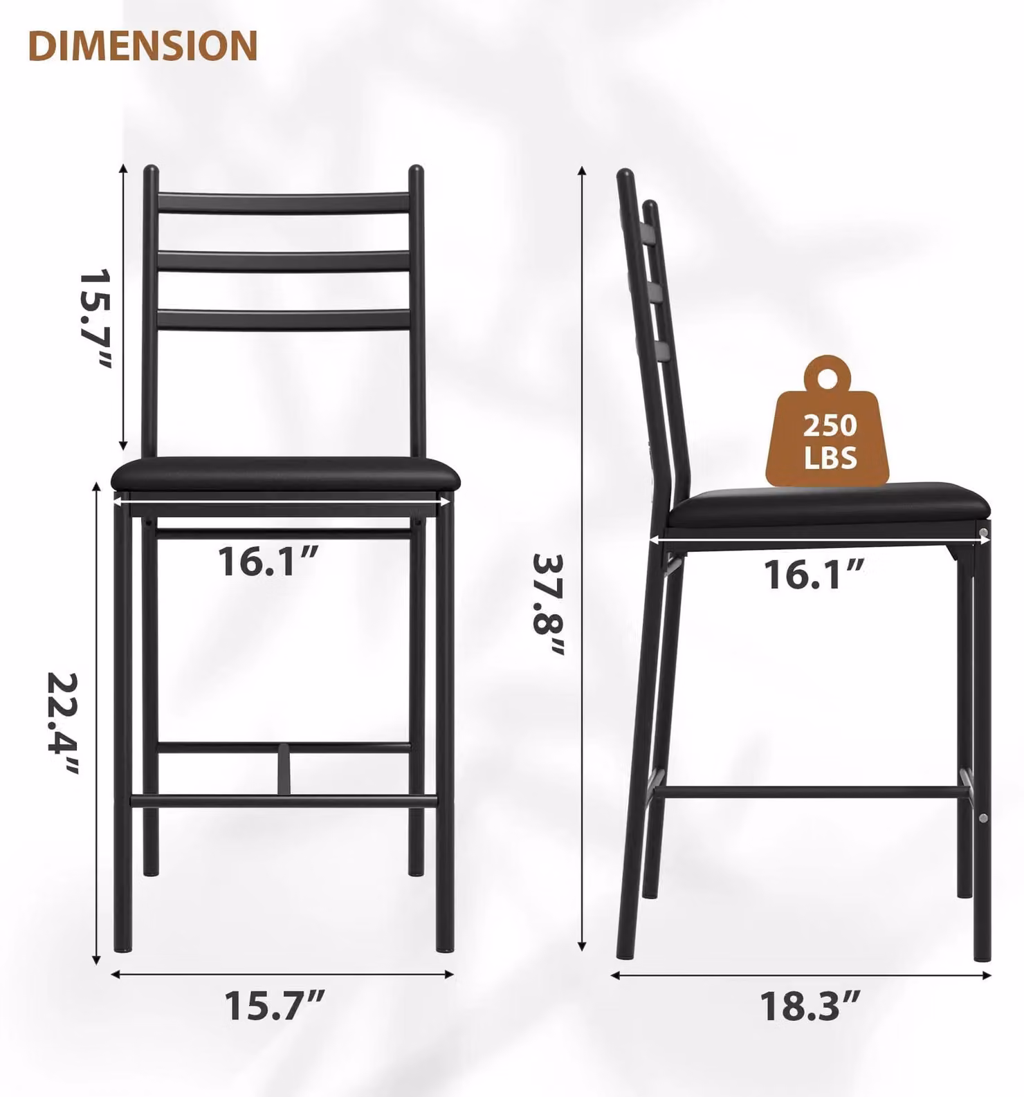 Set di 4 sgabelli - Sedia da pranzo/sgabello da bar - Design islamico - Imbottitura in ecopelle spessa - Base antiscivolo - Struttura in metallo - Colore nero