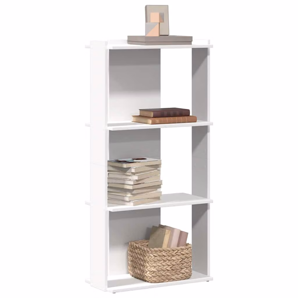Libreria a parete vidaXL bianca in legno e MDF con pannello posteriore L 60 cm, P 30 cm, H 120 cm
