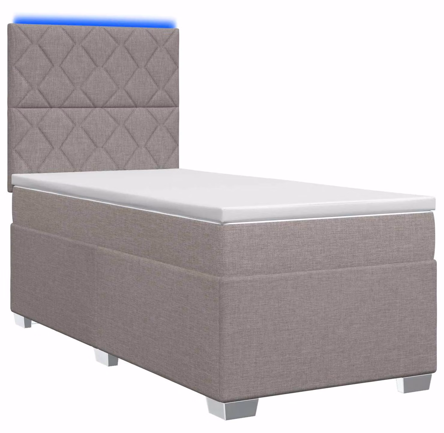 Letto a molle con materasso Taupe 100 x 200 cm in tessuto