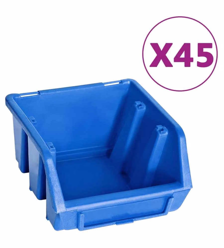 Kit Contenitori 48 pz con Pannelli a Parete Blu e Nero