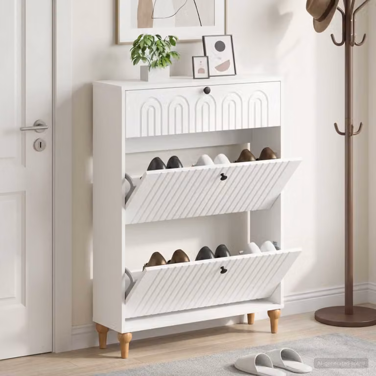Scarpiera mobile vidaXL ALKMAAR in legno ingegnerizzato e metallo, L: 78 cm, P: 24 cm, H: 103 cm