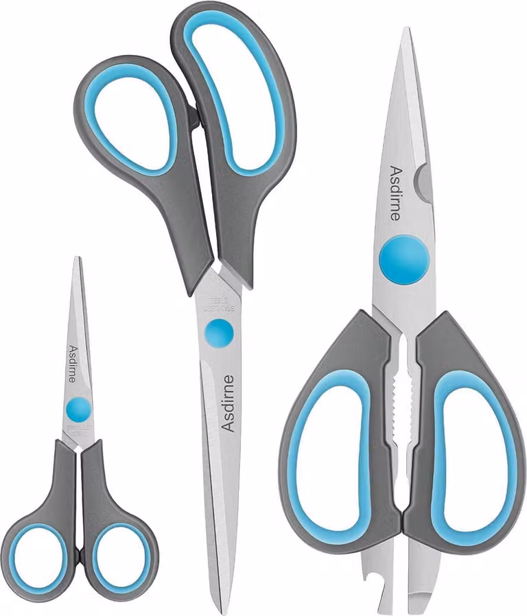 Asdirne Set di forbici multifunzionali 3PCs lame in acciaio inox manici morbidi
