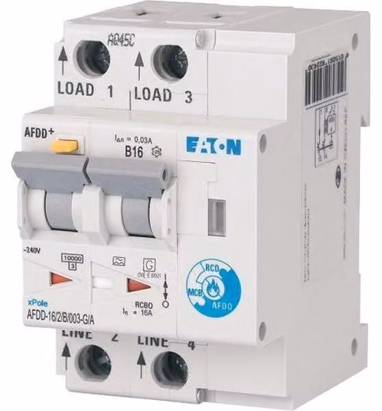 Eaton 1+1, confezione di interruttori differenziali modello AFDD-16/2/B/003-G/A (POWERAKTION 83)