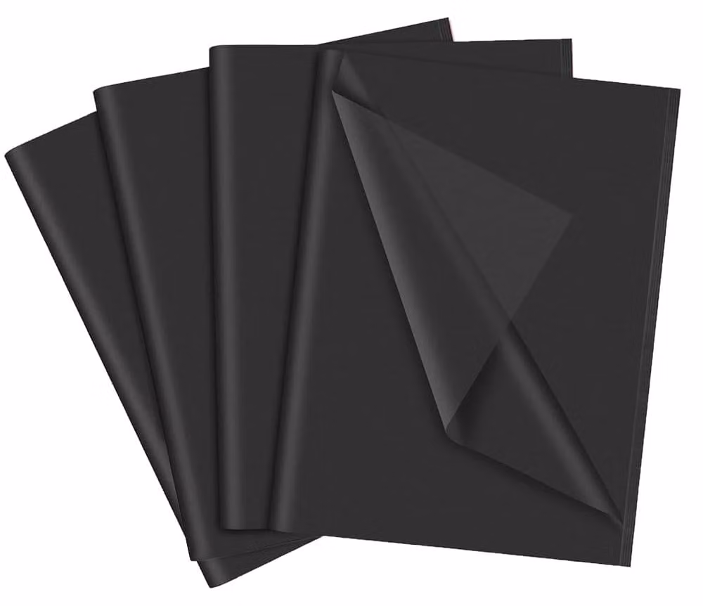 Carta velina nera, 60 fogli, 35x50 cm, per confezioni regalo e lavori manuali