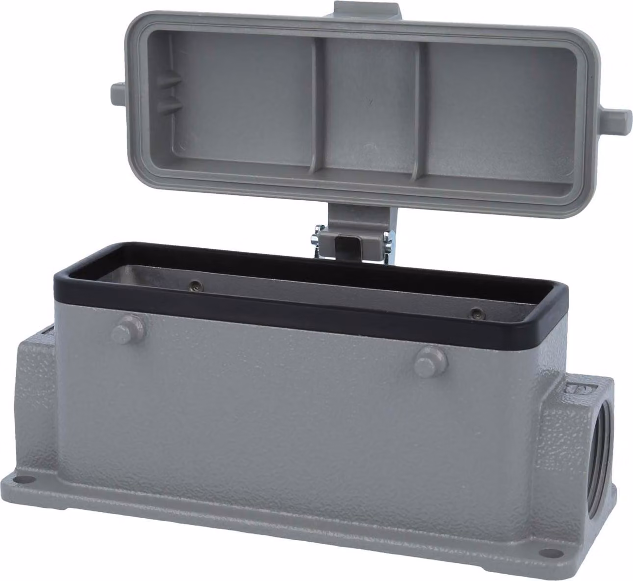HARTING Han 24B Base bassa, 2xPG21 uscita cavi laterale, per 2 staffe (nella parte superiore) con cappuccio protettivo